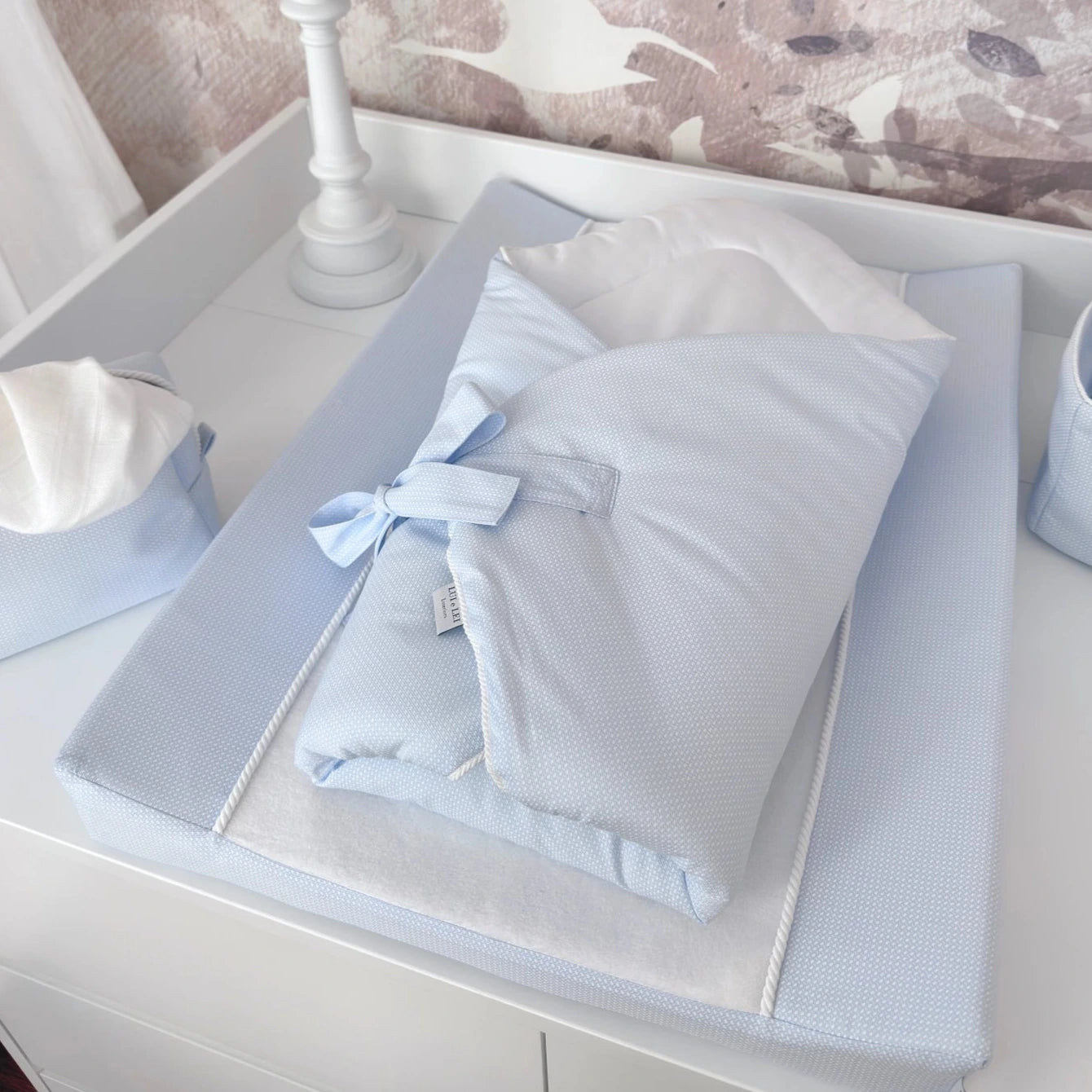 Babyhörnchen hellblau Baumwolle ELEGANCE; Babyhörnchen Baumwolle 70x70 blau; Babyhörnchen zum Pucken; LUI e LEI - Interiors