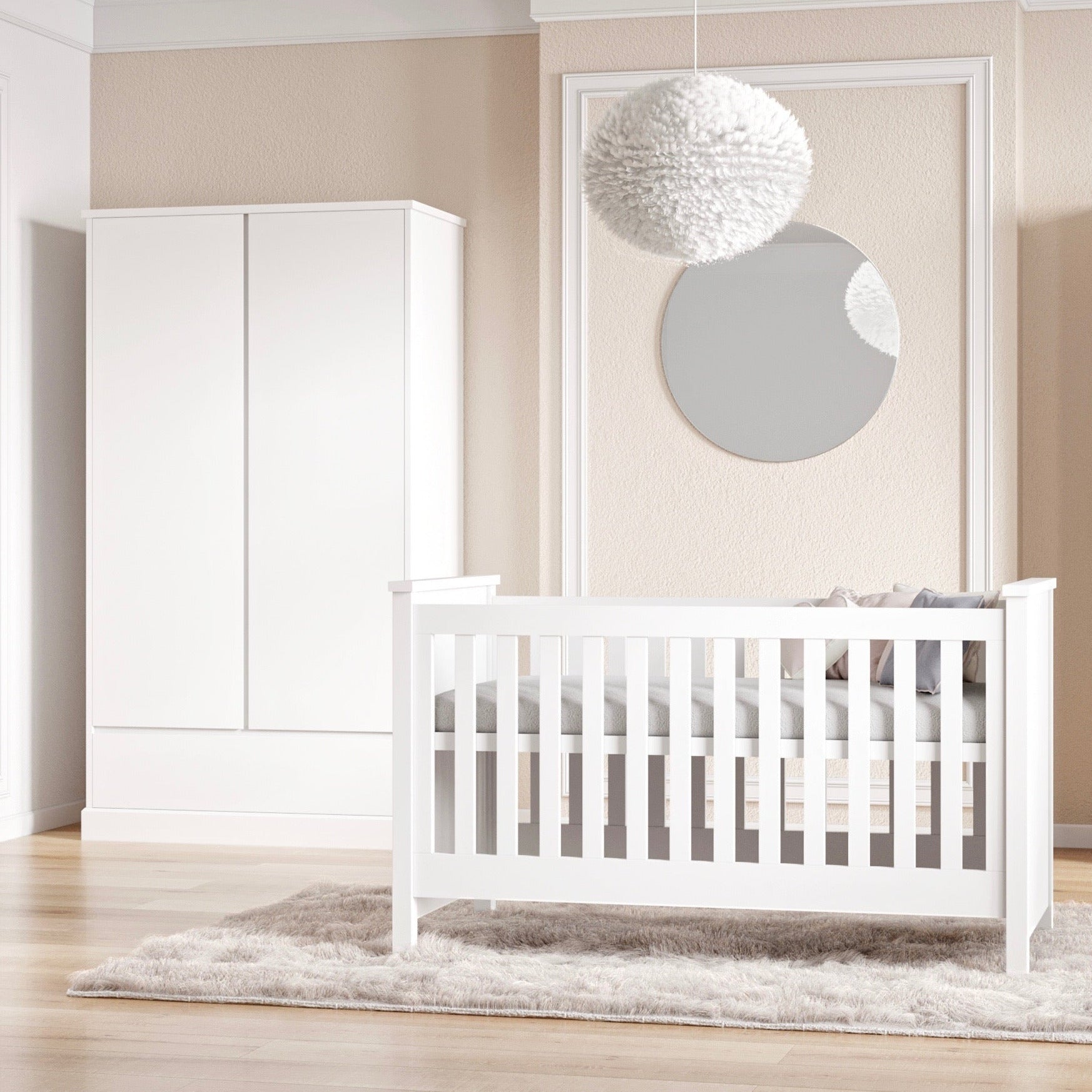 Wardrobe PRESTIGE with 2 doors & 1 drawer | Modern baby furniture | Modern children furniture | Modern kids furniture | Wardrobe 200cm