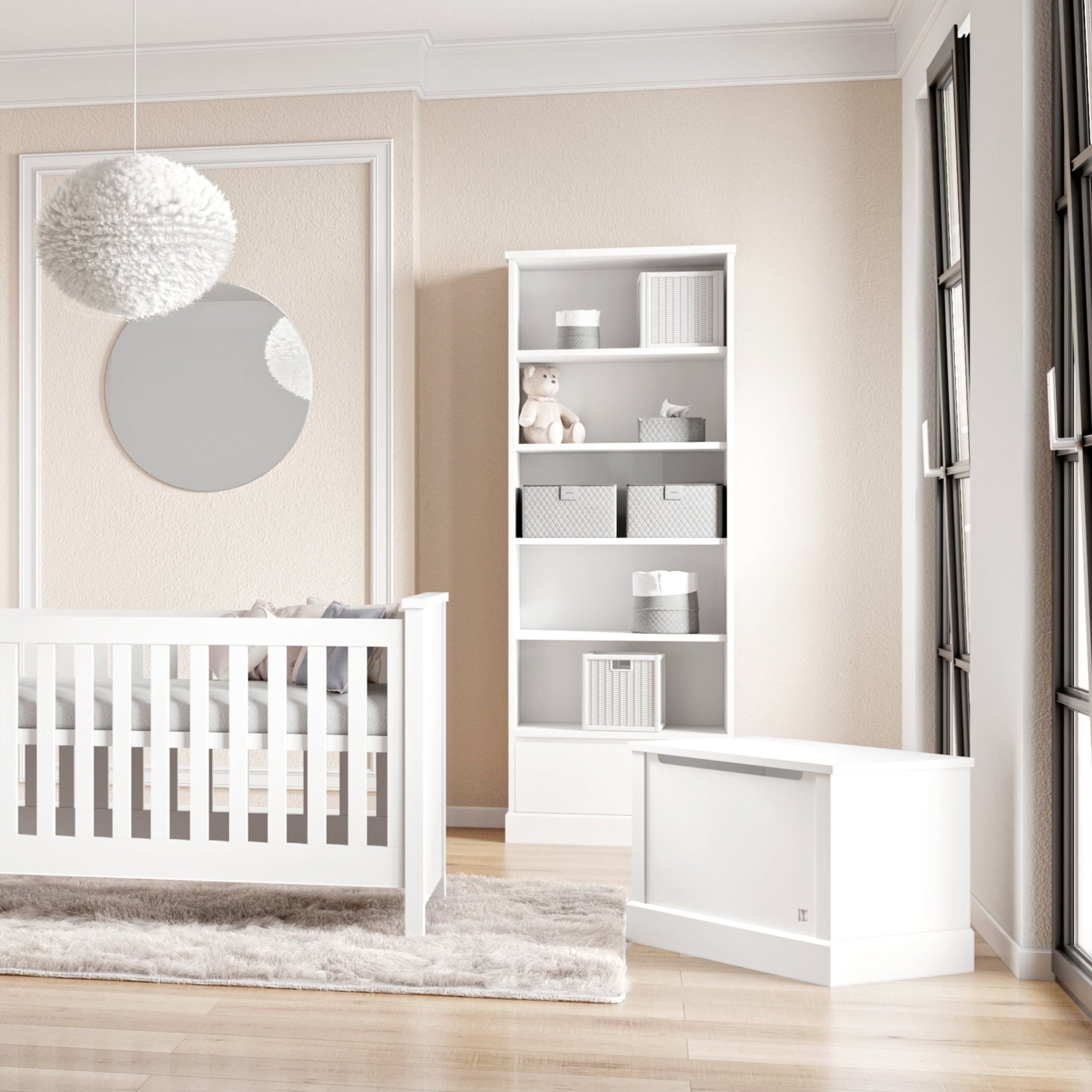 Bookcase PRESTIGE with drawer in white | Modern bookcase for children room | Baby room furniture | Bookcase baby room | White bookcase | Bookcase modern design