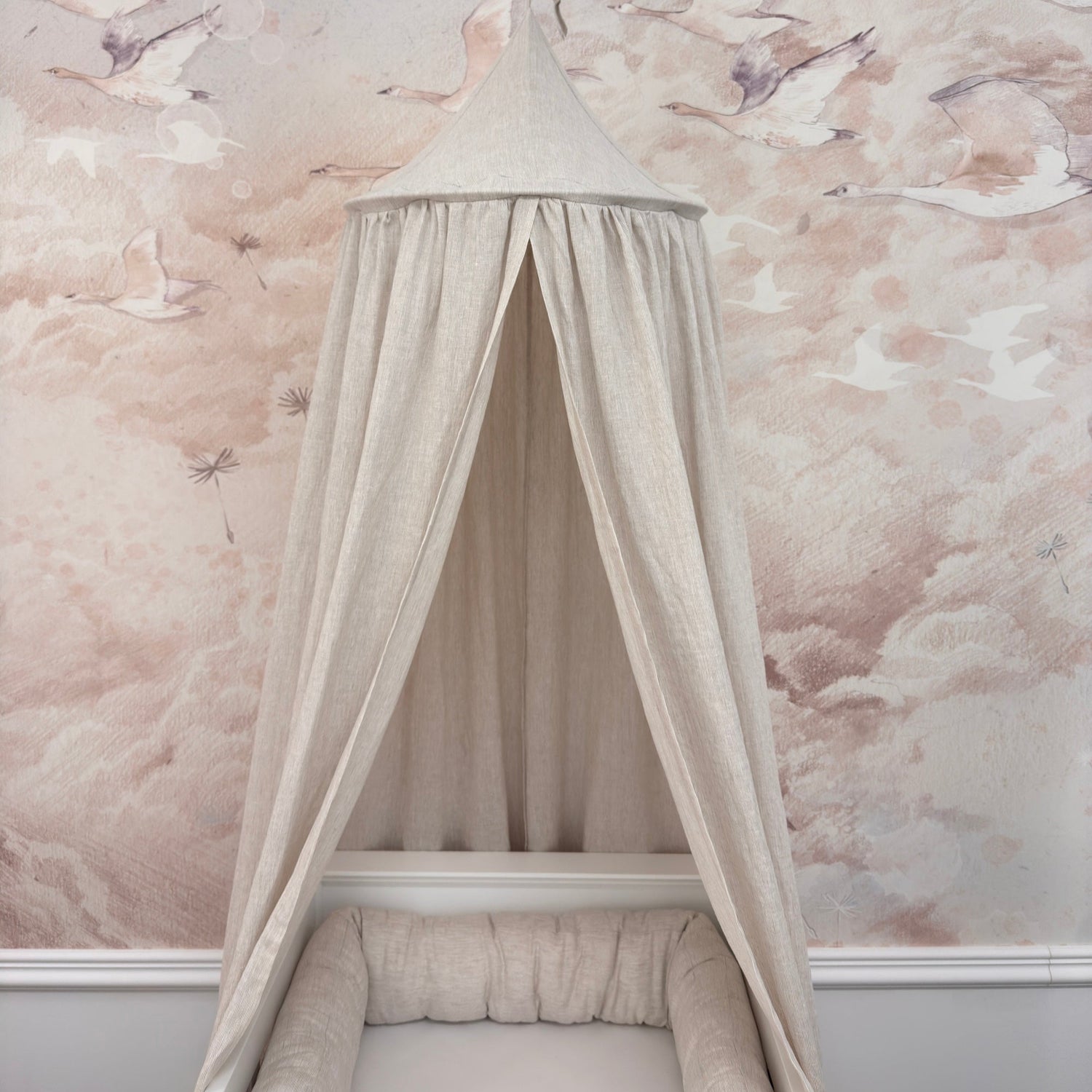 Baldachin aus Leinen LINESSE beige gestreift 235 cm | LUI e LEI - Interiors