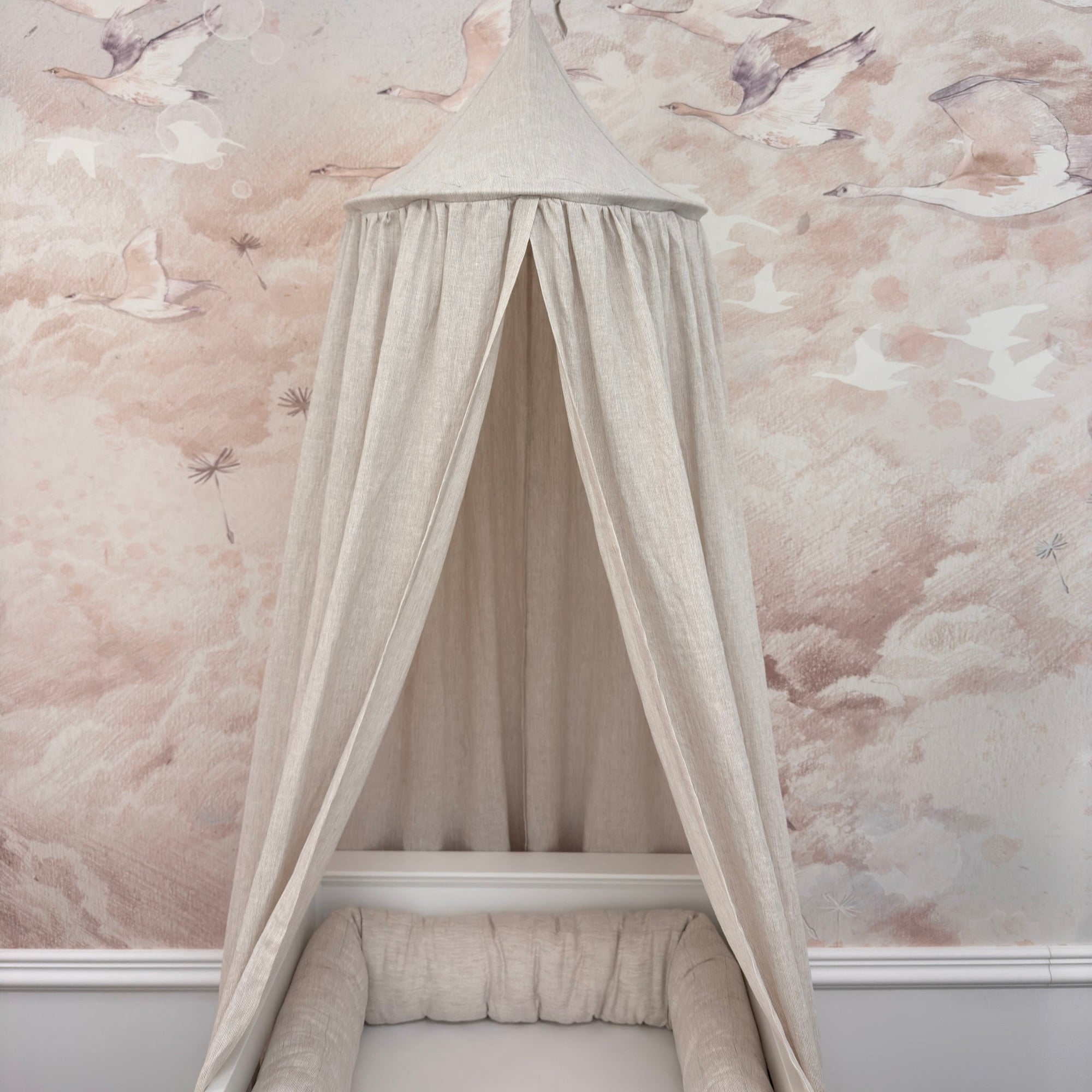 Baldachin aus Leinen LINESSE beige gestreift 235 cm | LUI e LEI - Interiors