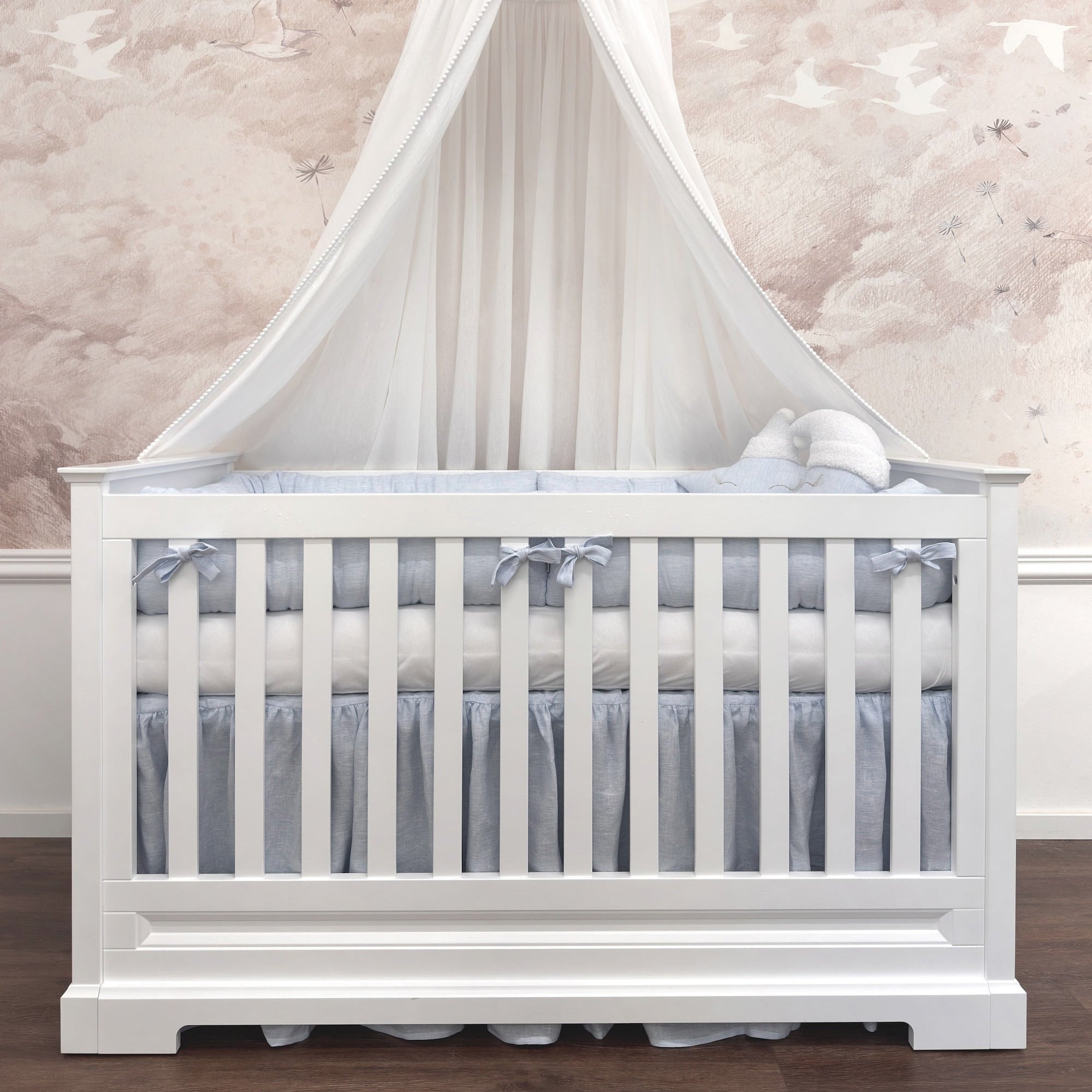 Babybettumrandung aus Leinen LINESSE blau gestreift | LUI e LEI - Interiors