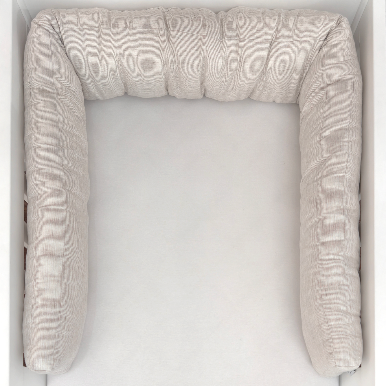 Bettumrandung LINESSE aus Leinen beige gestreift 210cm
