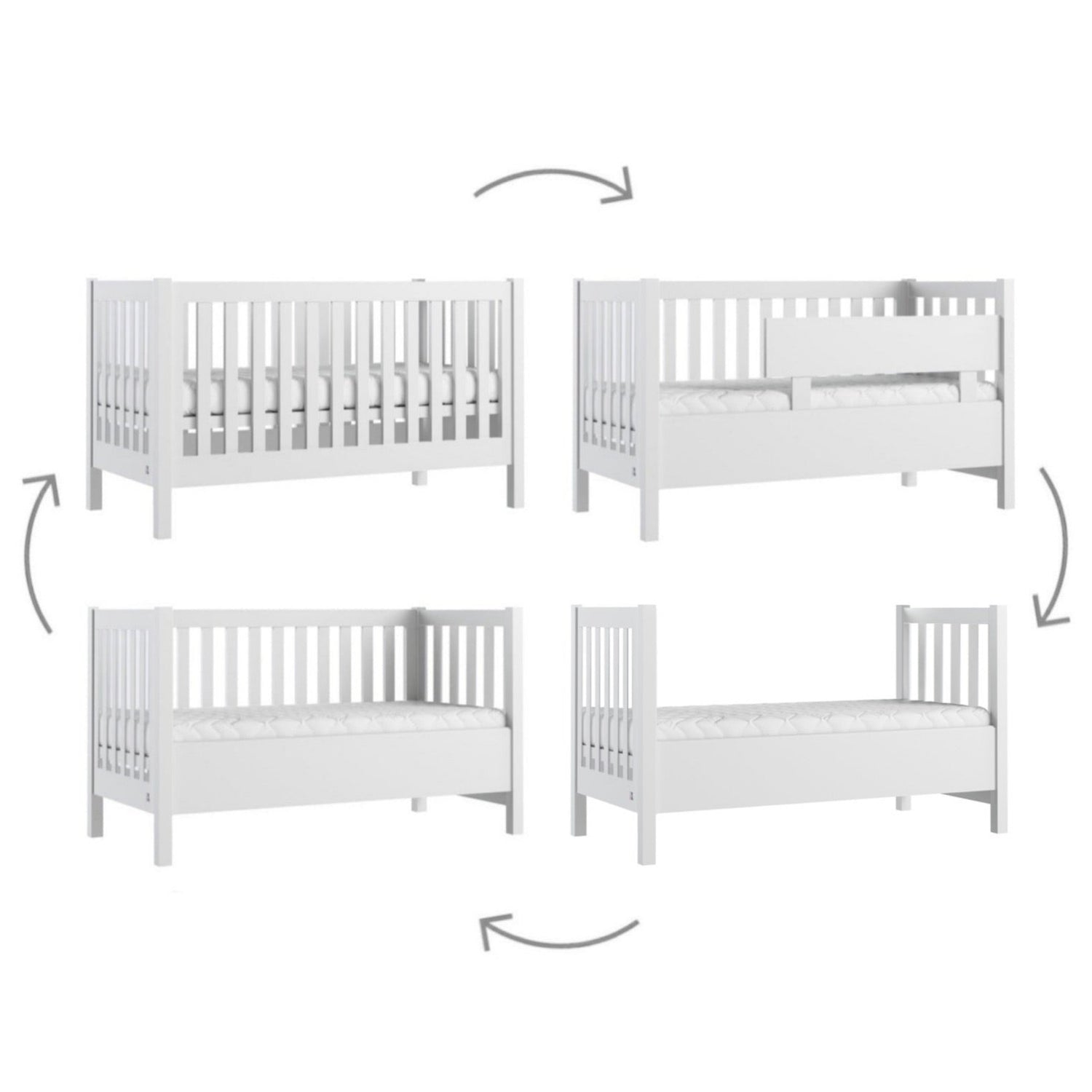 convertible cot bed 70x140; convertible baby bed; umbaubares Babybett; Umbaubares Gitterbett 70x140 PRESTIGE LIGHT,