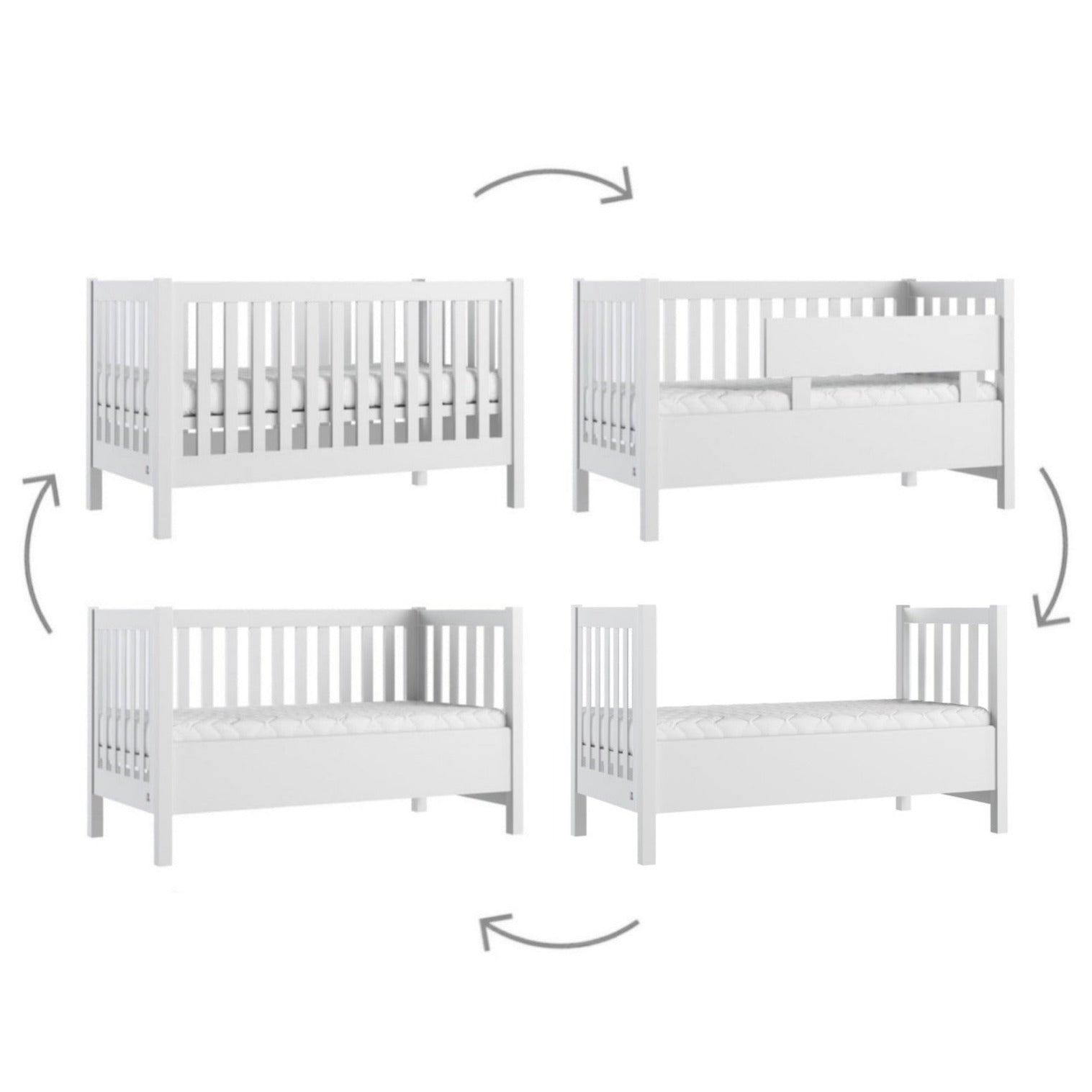 convertible cot bed 70x140; convertible baby bed; umbaubares Babybett; Umbaubares Gitterbett 70x140 PRESTIGE LIGHT,