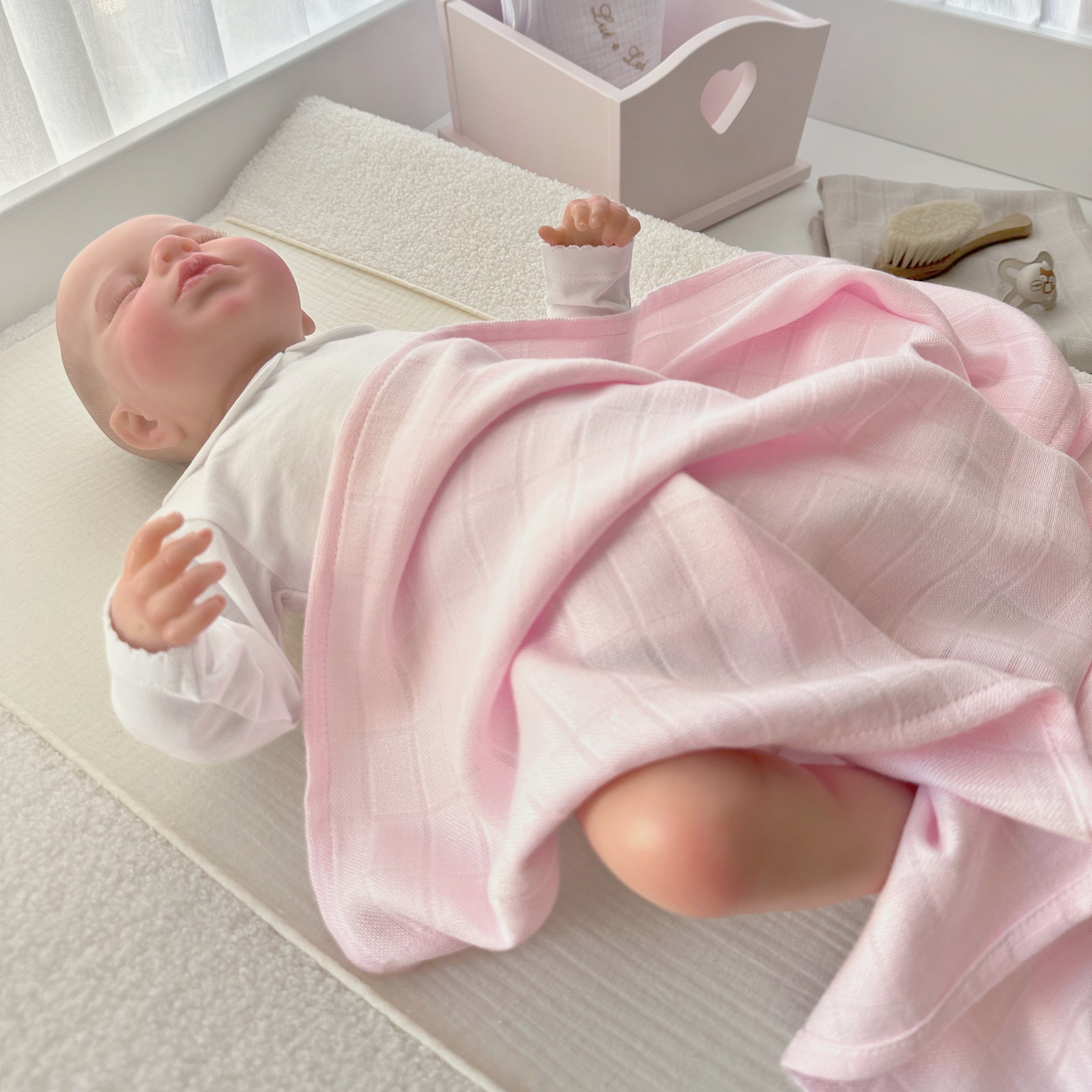 Bamboo Swaddles Set light pink & off white