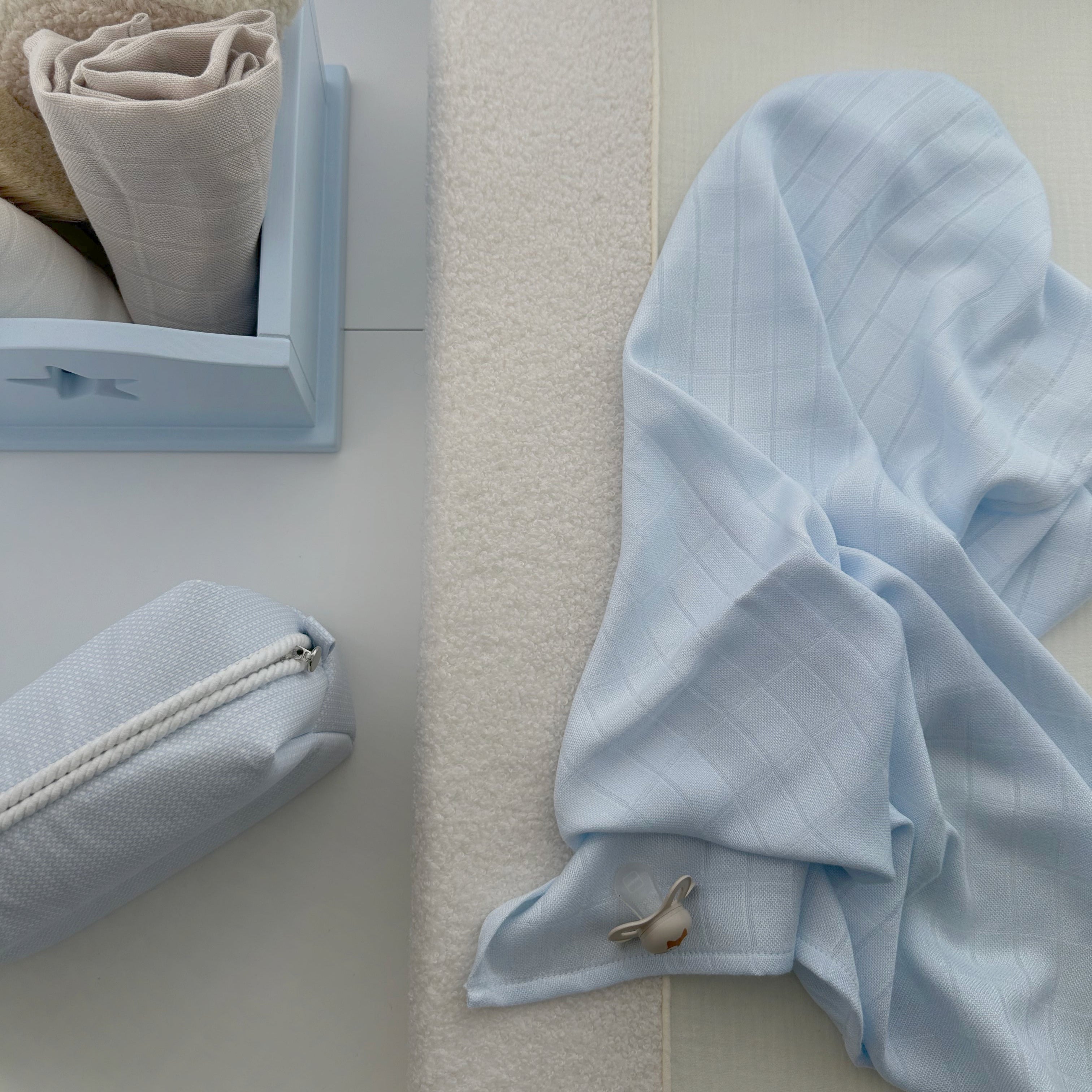 Bamboo Swaddles Set light blue & off white