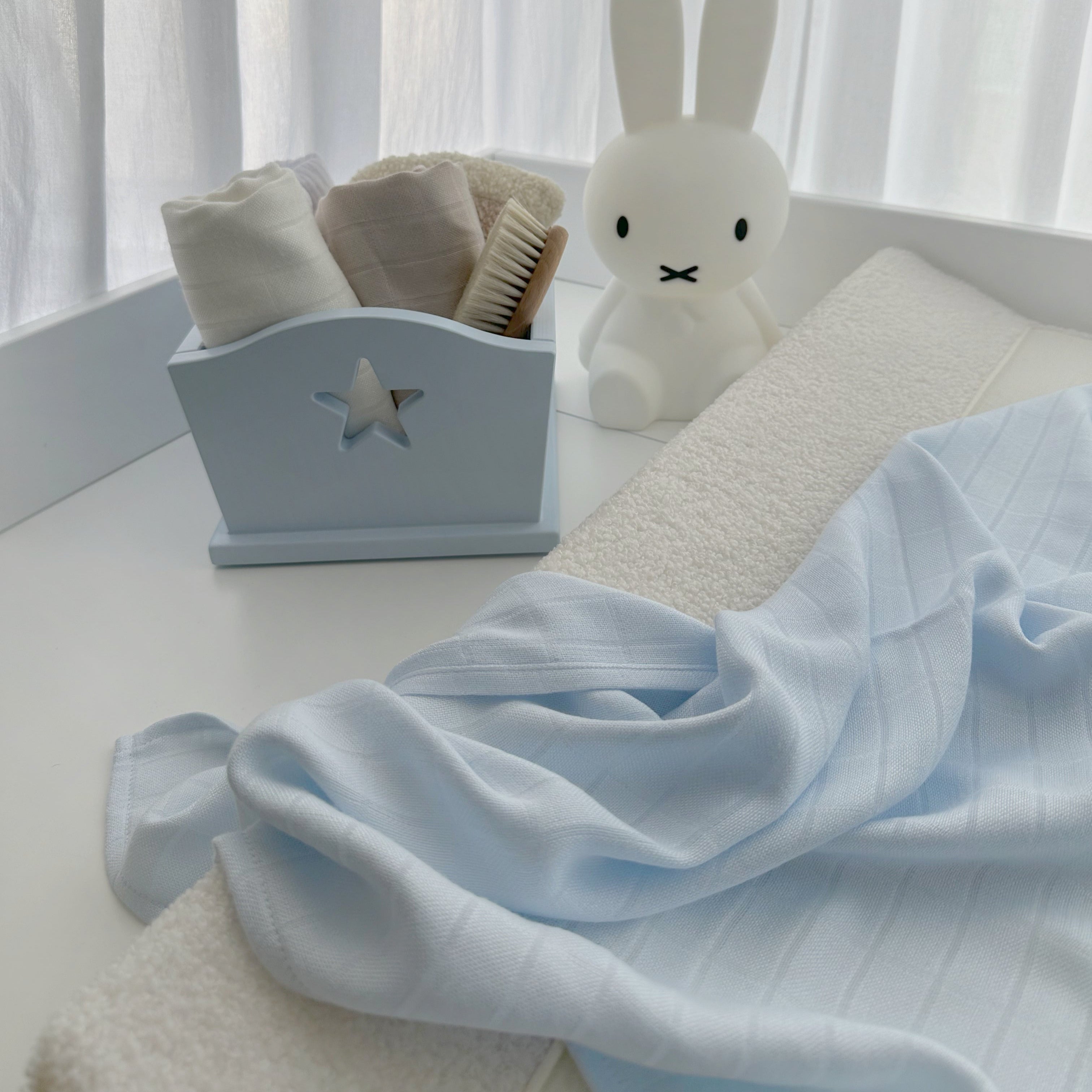 Bamboo Swaddles Set light blue & off white