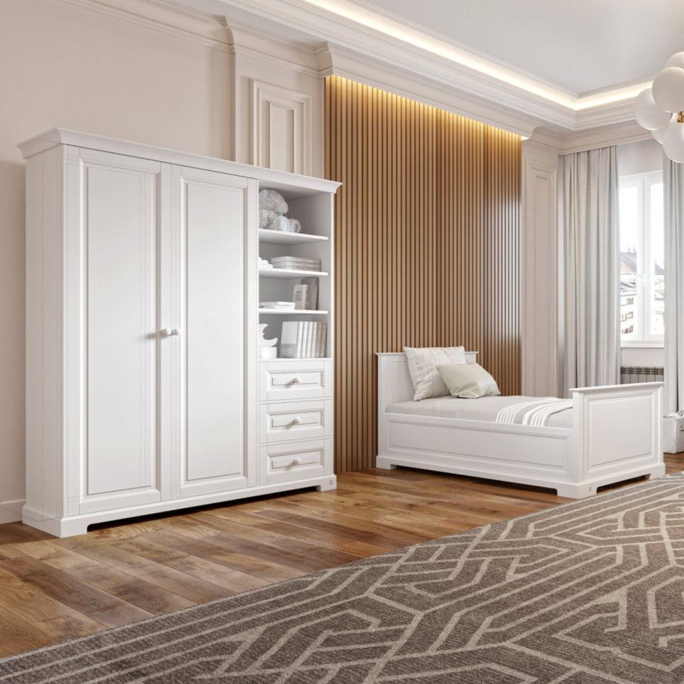 Wardrobe ROYAL with 2 doors and case with 3 drawers | Classic wardrobe for children rooms | Big wardrobe with 2 doors | Exclusive baby furniture | Exlusive children furniture