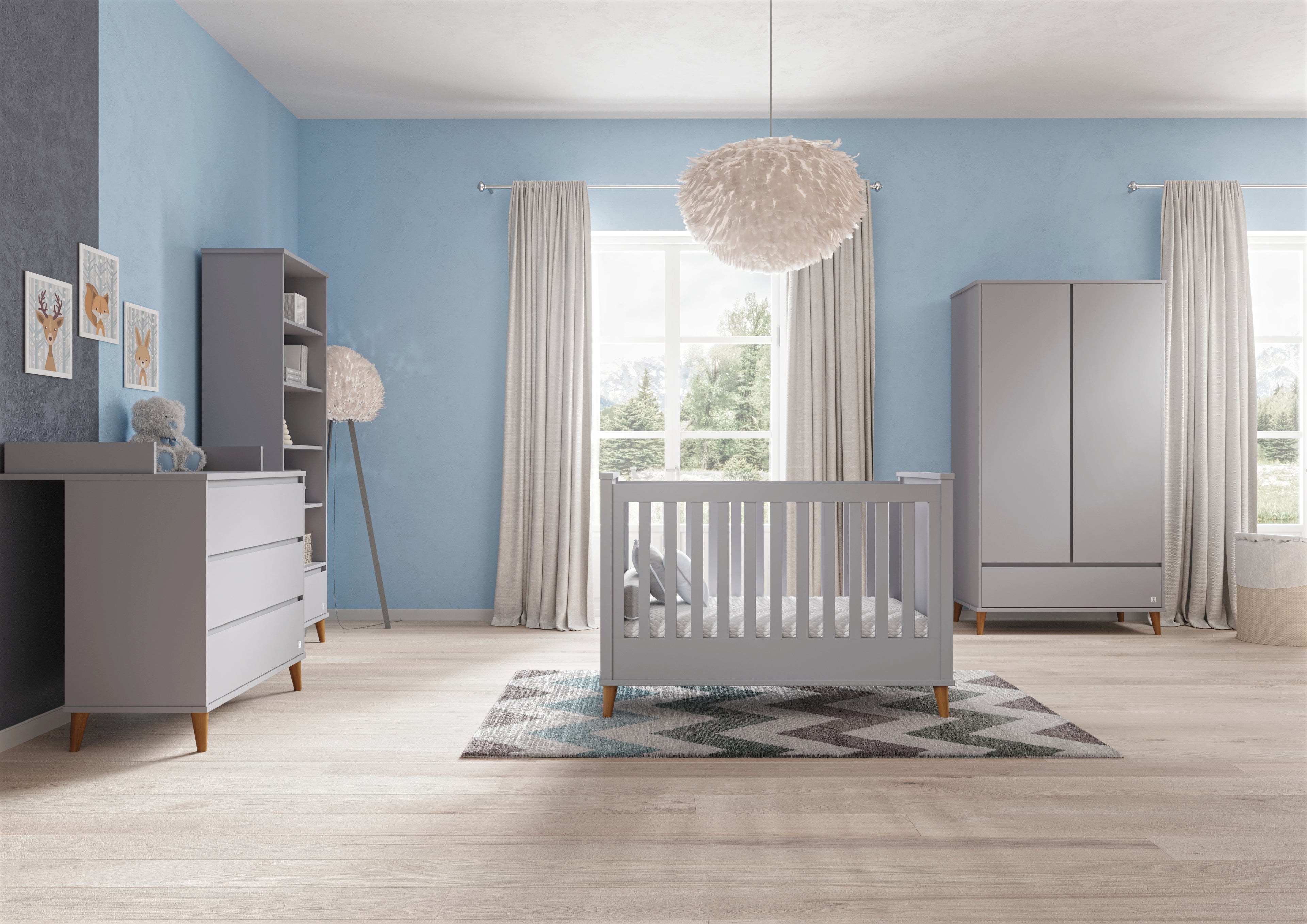Baby room NORDIC in grey | Bookcase for baby room | Exclusive nursery furniture | Bookcase Scandinavian design | Bookcase baby room | Nursery furniture