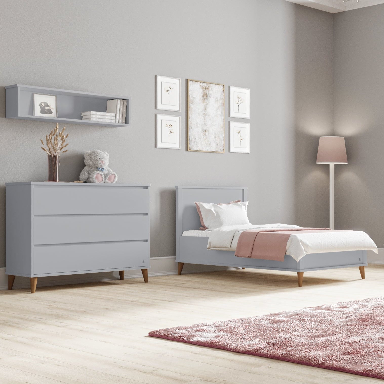 Children bed 90x200 NORDIC in grey | Kids bed grey | Children bed scandinavian design | Scandinavian children furniture | kids furniture