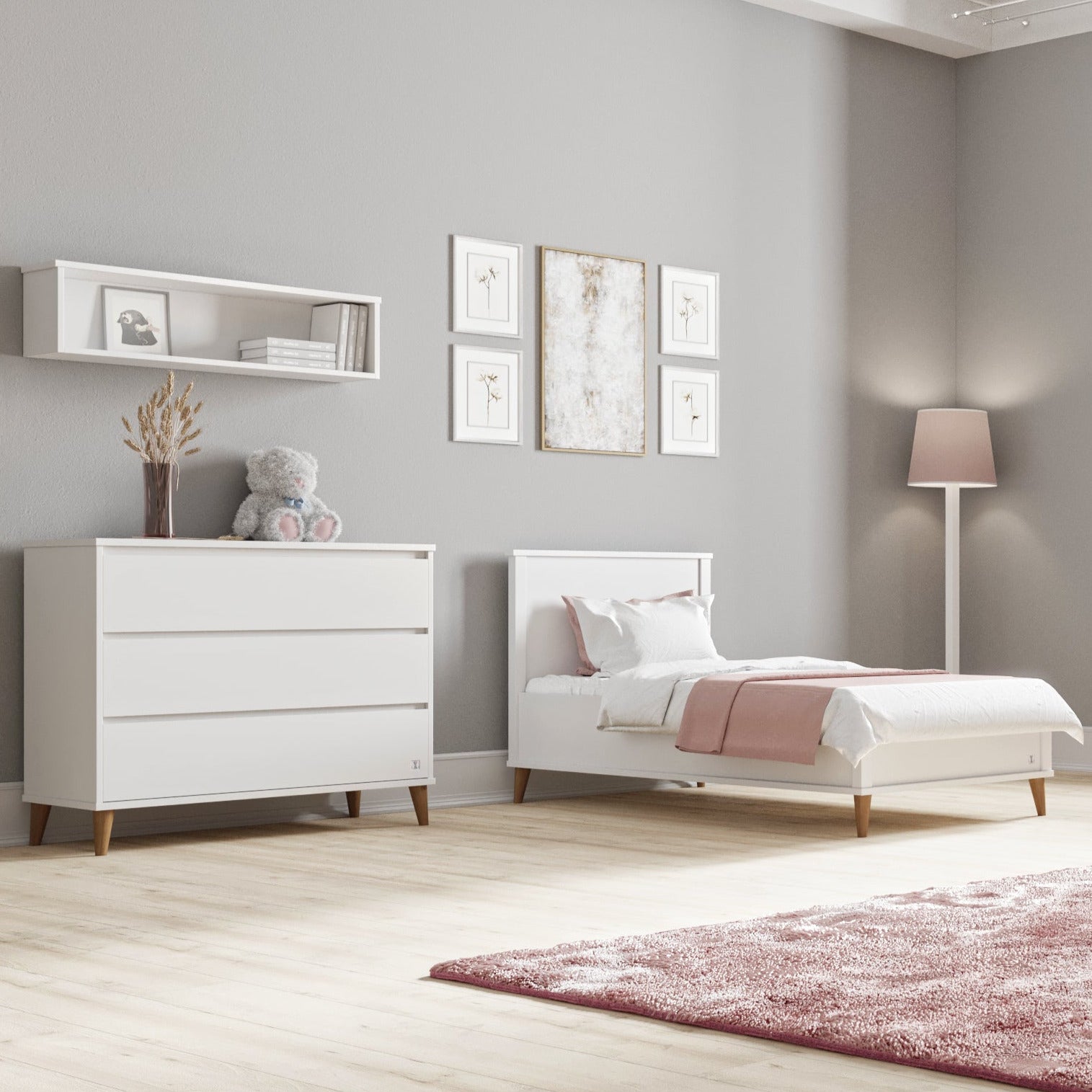 Children bed 90x200 NORDIC in white | white kids bed | Children bed scandinavian design | Scandinavian children furniture | kids furniture
