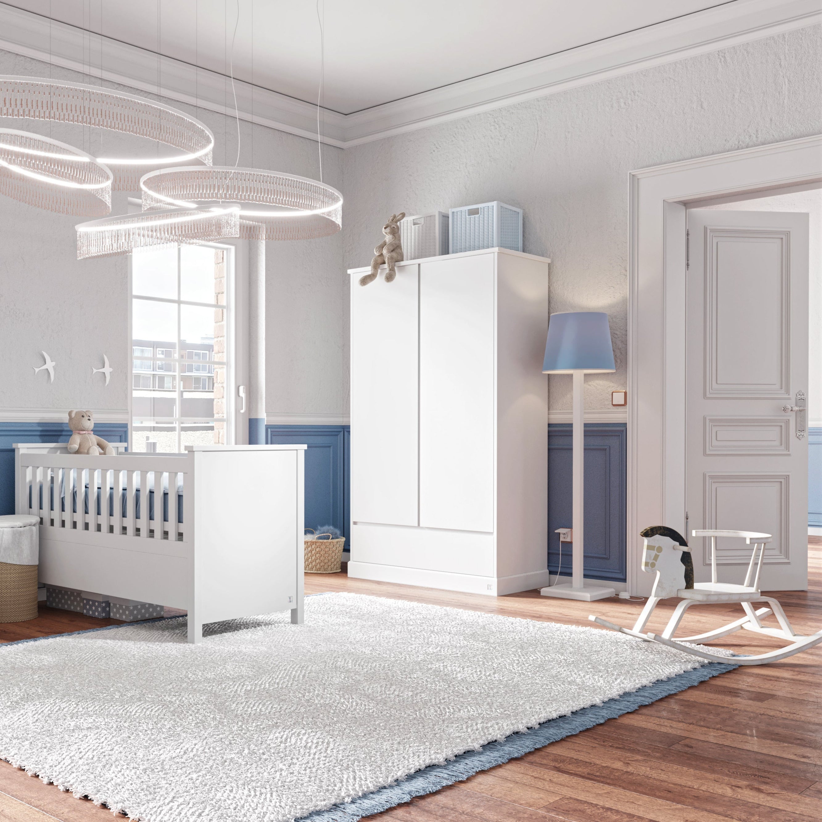 Wardrobe PRESTIGE with 2 doors & 1 drawer | Modern baby furniture | Modern children furniture | Modern kids furniture | Wardrobe 200cm