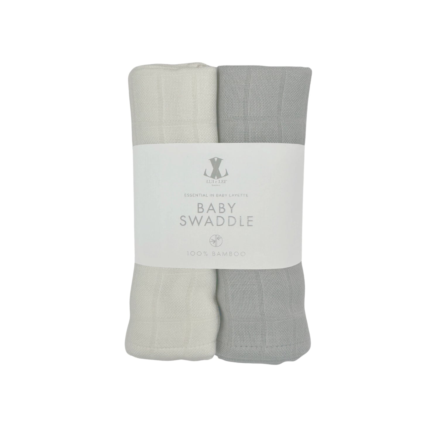 Bambus Pucktuch-Set GRAU & OFF WHITE 75x75cm
