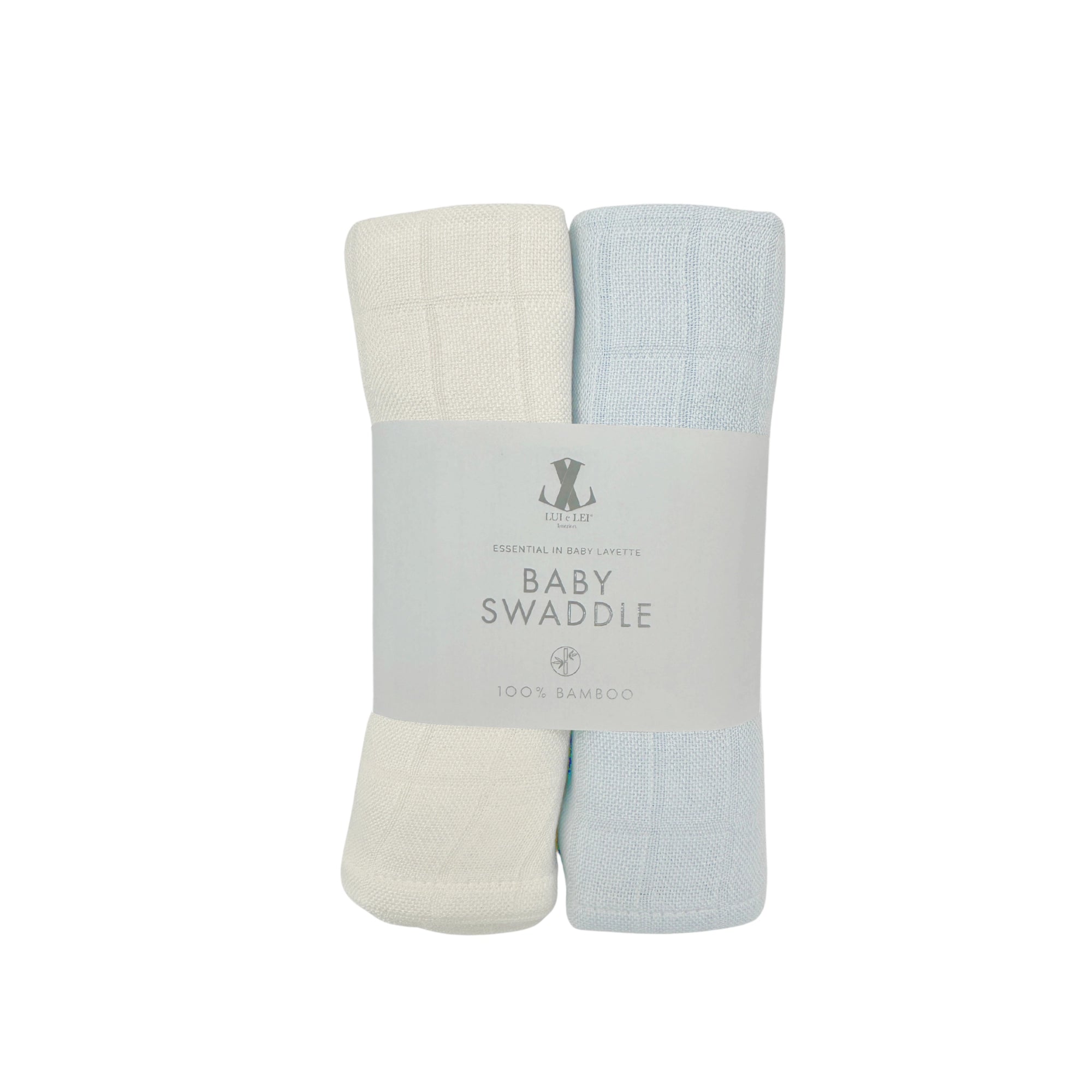Bambus Pucktuch-Set HELLBLAU & OFF WHITE 75x75cm