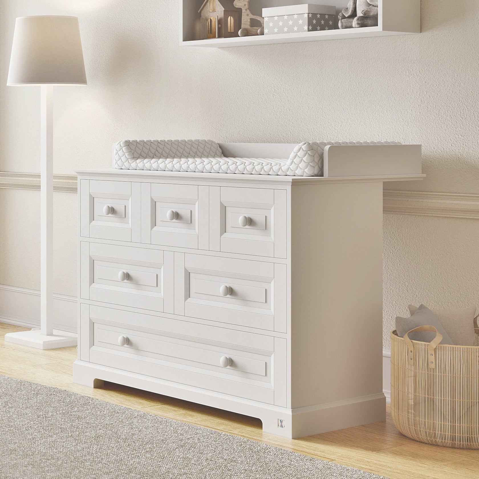 Chest ROYAL 3-2-1 with 6 drawers | Changing table with 6 drawers | Changing table 115 cm | Chest with 6 drawers | Premium baby & kids furniture