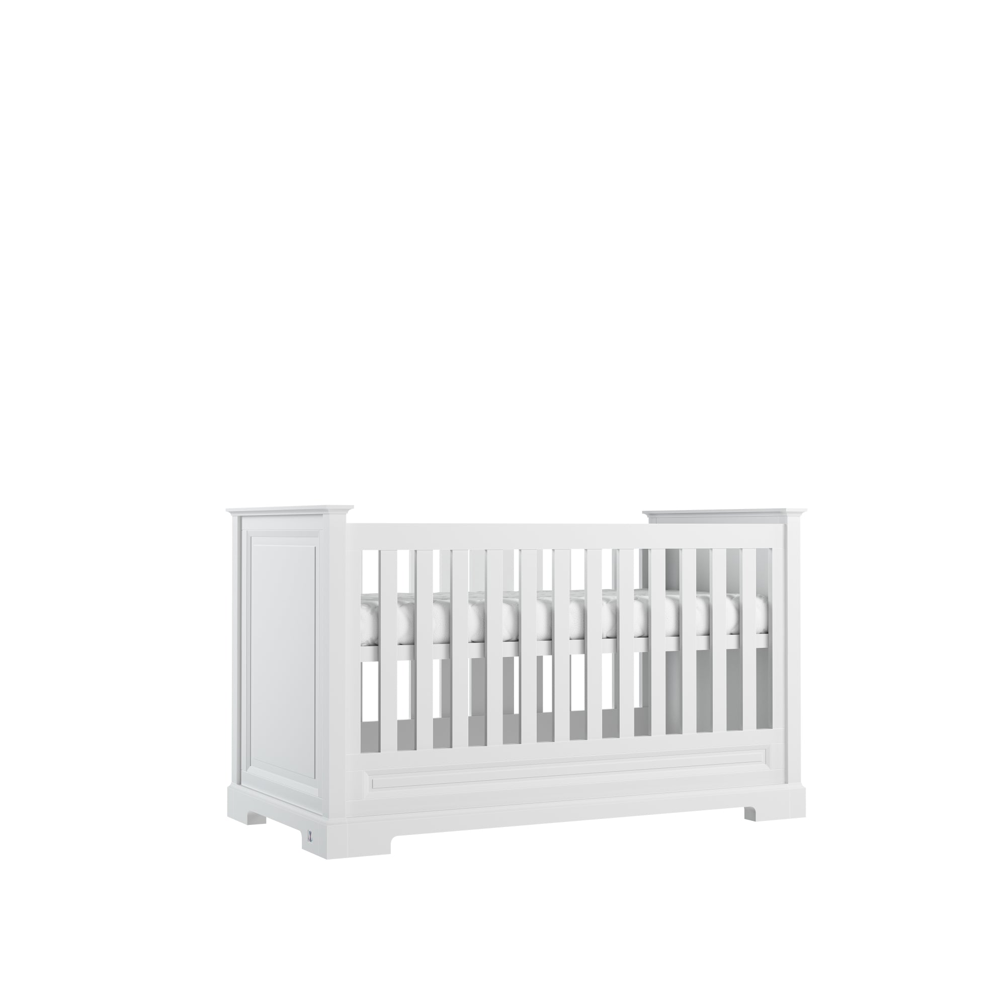 4 in 1 Baby bed ROYAL II convertible 70x140 cm white | classic baby furniture | convertible cot bed