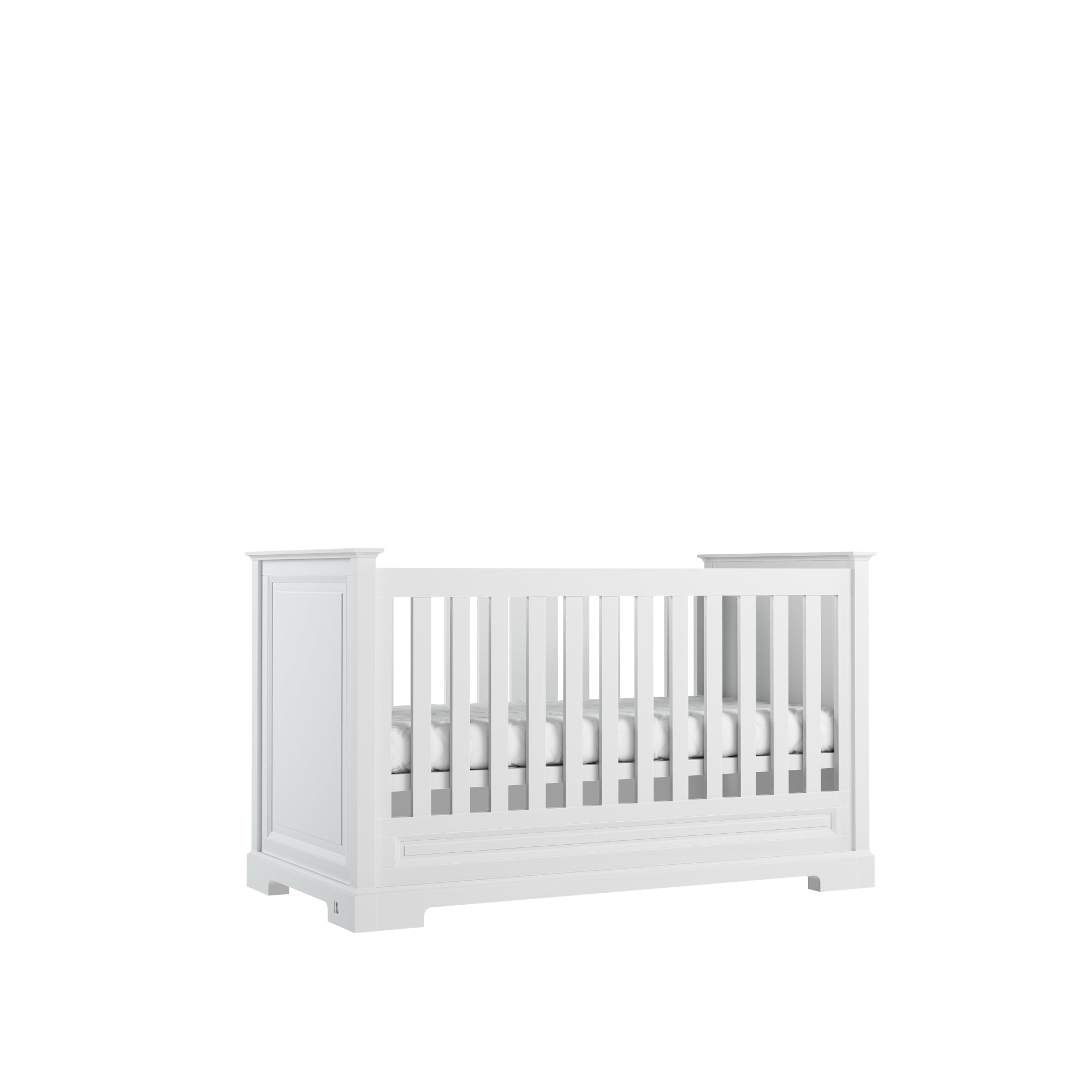 4 in 1 Baby bed ROYAL II convertible 70x140 cm white | classic baby furniture | convertible cot bed