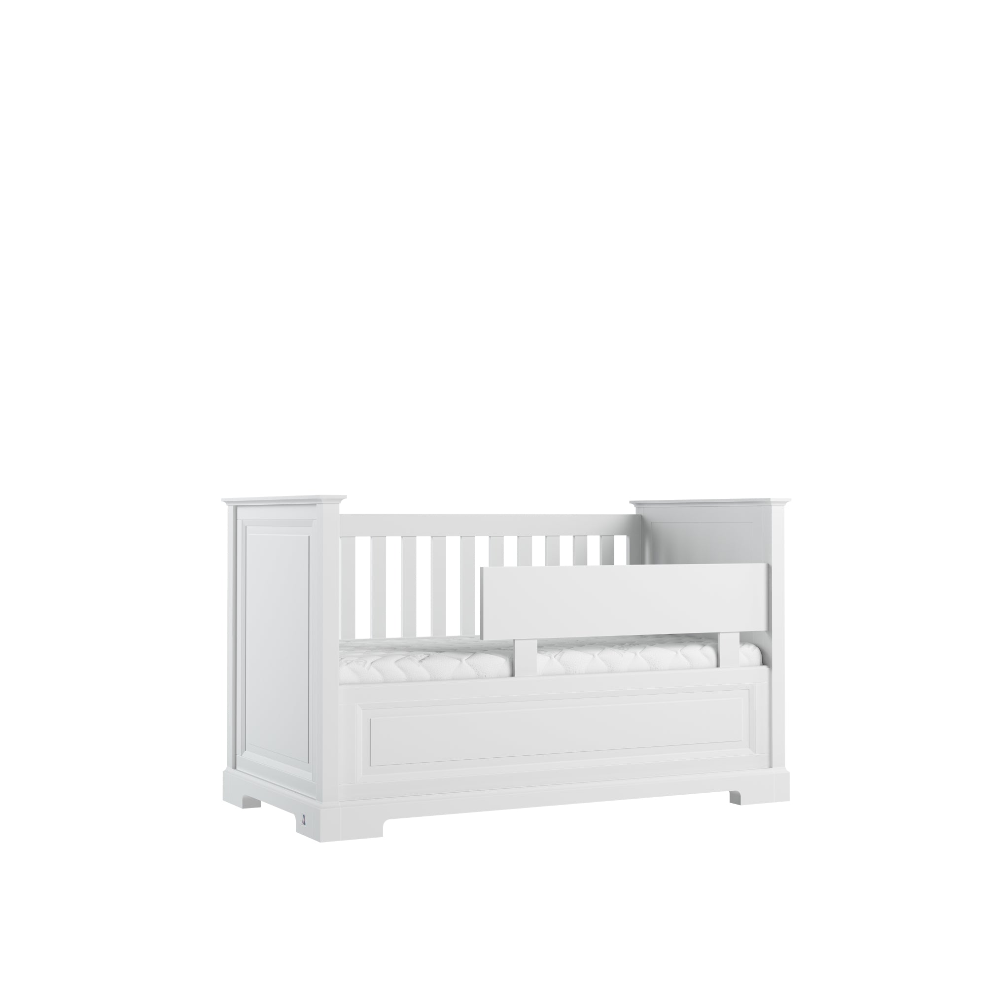 4 in 1 Baby bed ROYAL II convertible 70x140 cm white | classic baby furniture | convertible cot bed
