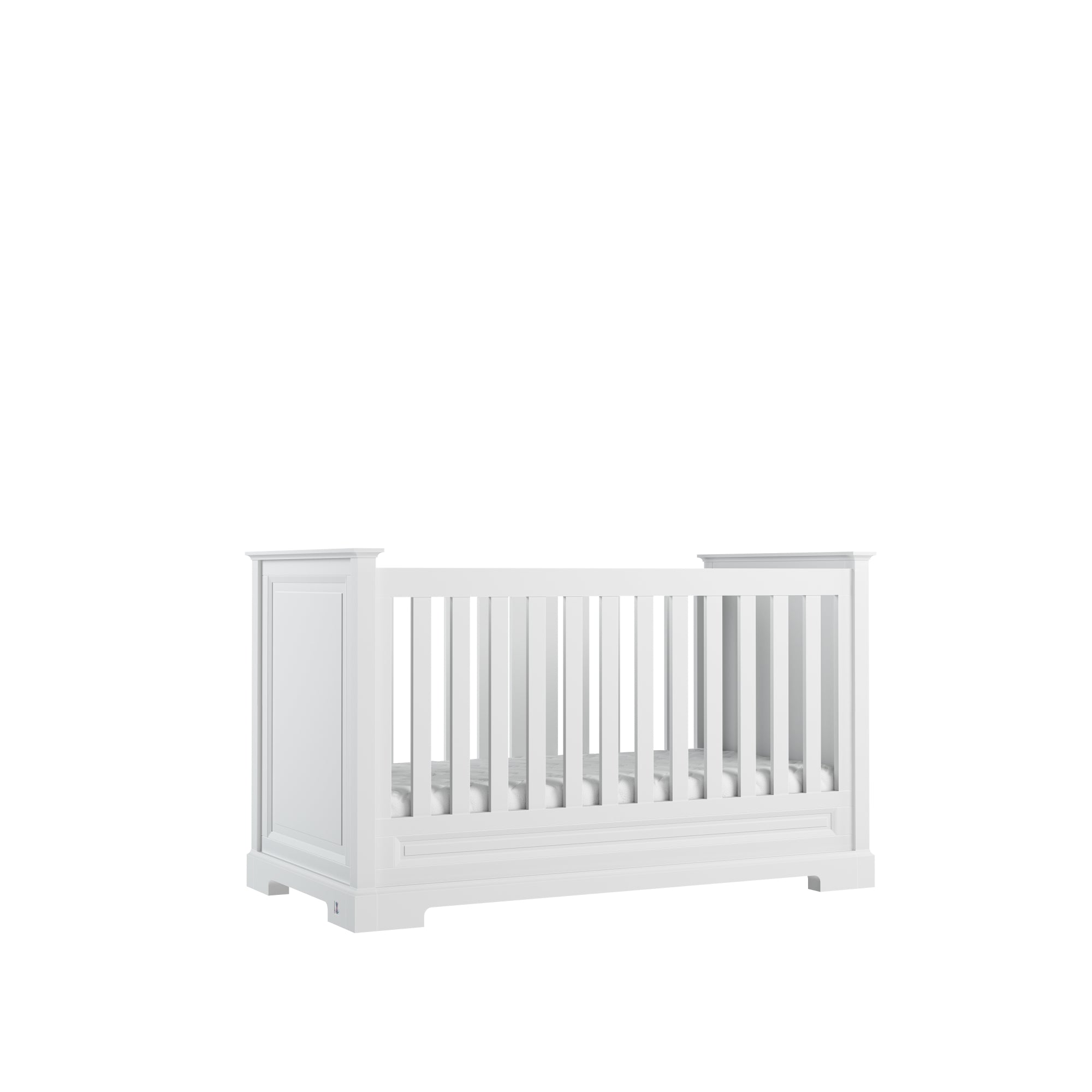 4 in 1 Baby bed ROYAL II convertible 70x140 cm white | classic baby furniture | convertible cot bed