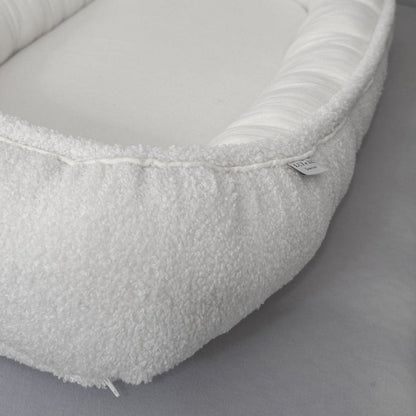 Baby nest LOVE YOU Pure White; LUI e LEI - Interiors; Baby nest organic cotton; Baby nest Bouclé