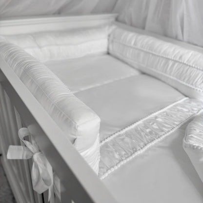 Bettumrandung PEARL White aus Premium Satin-Baumwolle