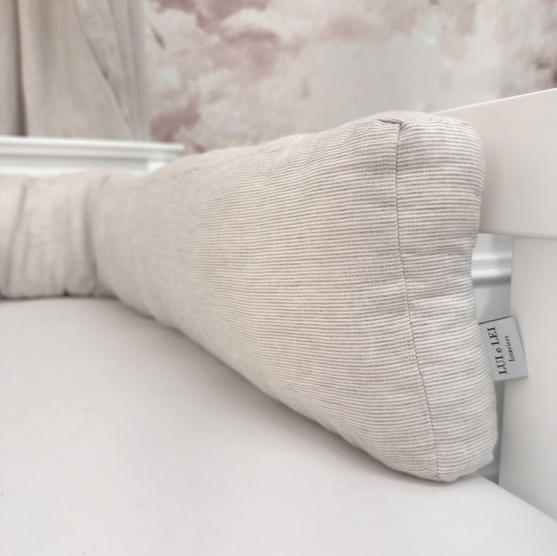 Bettumrandung LINESSE aus Leinen beige gestreift 210cm