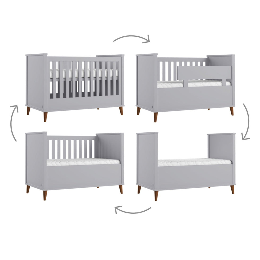 4 in 1 Baby bed NORDIC 70x140 grey