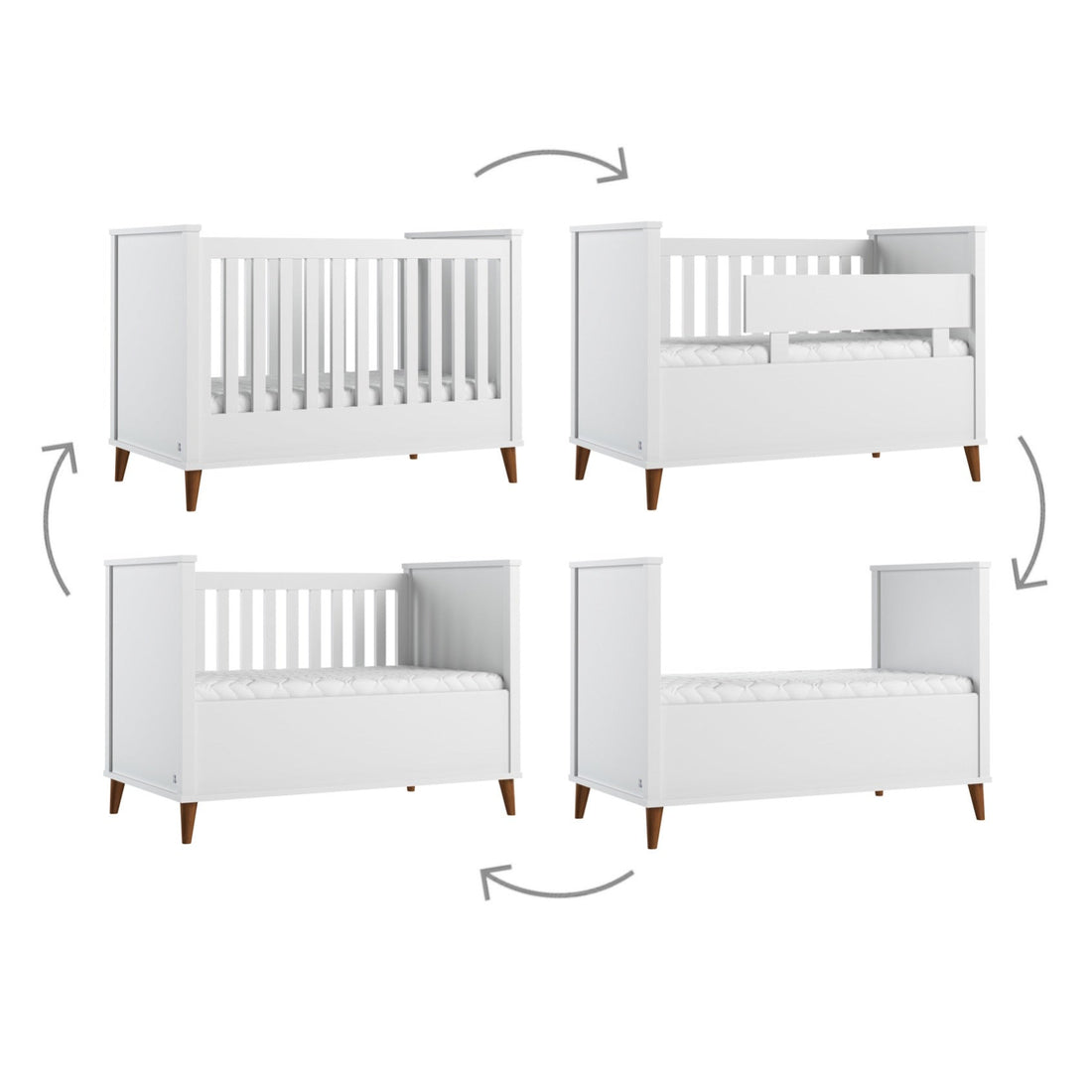 4 in 1 Babybett NORDIC 70x140 cm weiß
