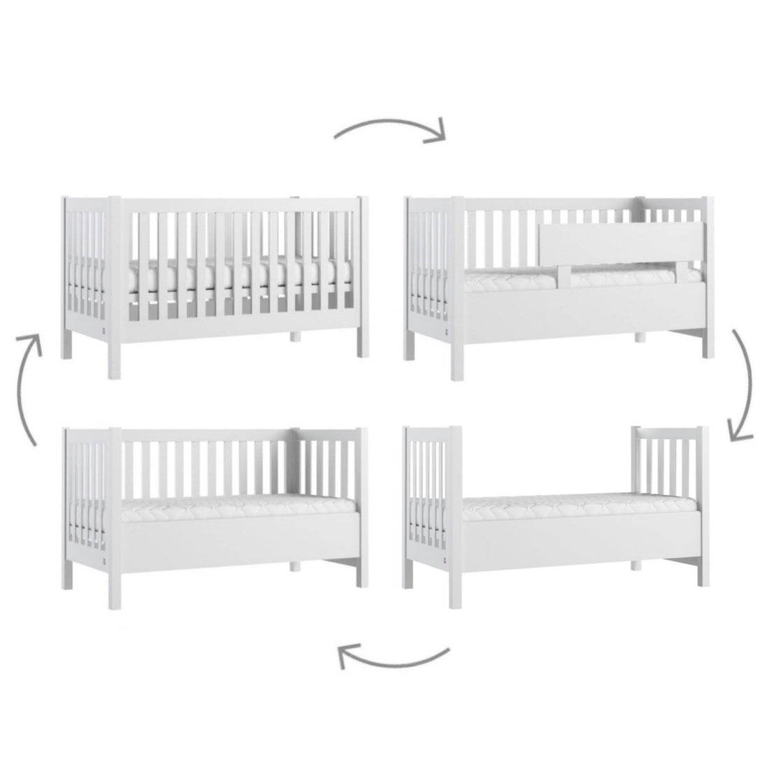 convertible cot bed 70x140; convertible baby bed; umbaubares Babybett; Umbaubares Gitterbett 70x140 PRESTIGE LIGHT,
