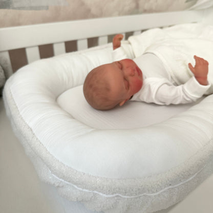 Babynest LOVE YOU weiß | Organische Baumwolle &amp; Bouclé