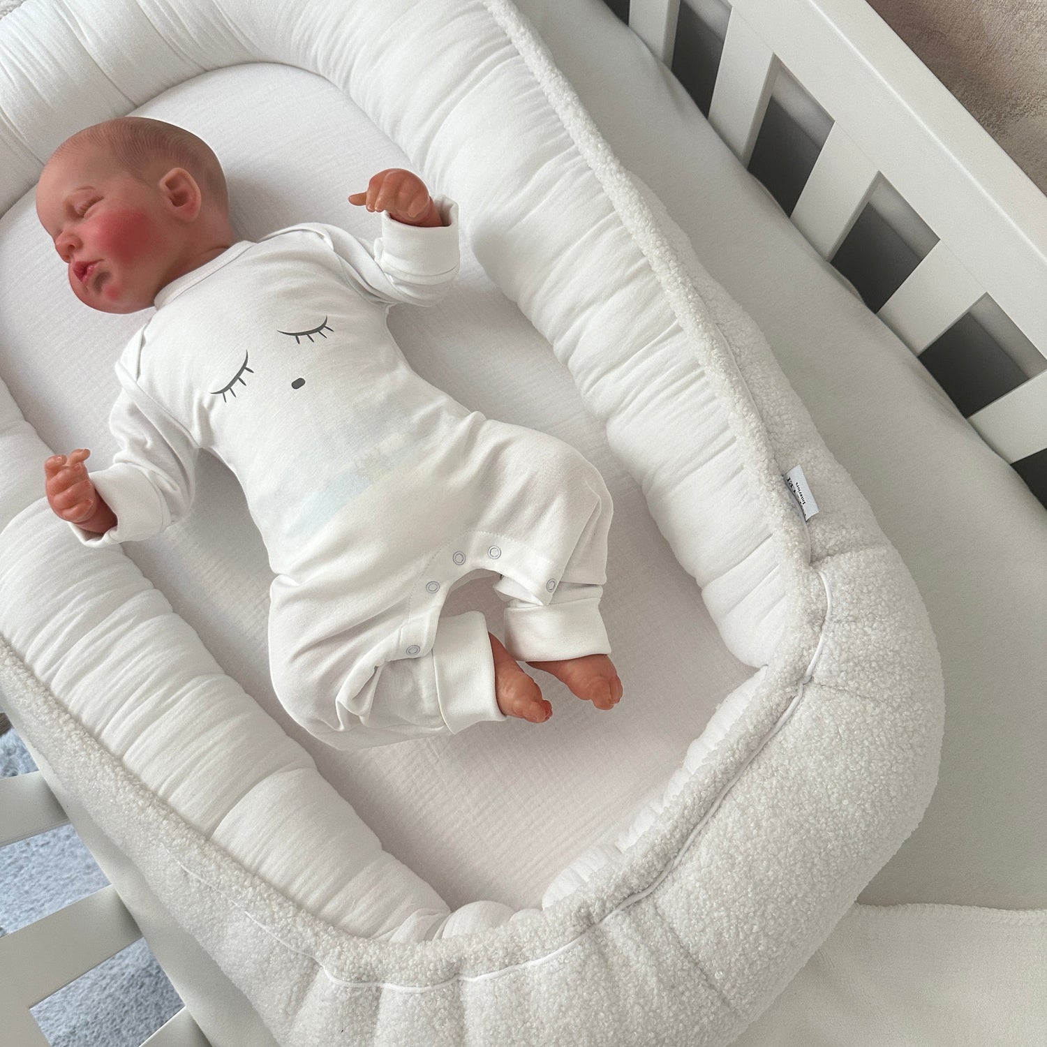 Babynest LOVE YOU weiß | Organische Baumwolle &amp; Bouclé