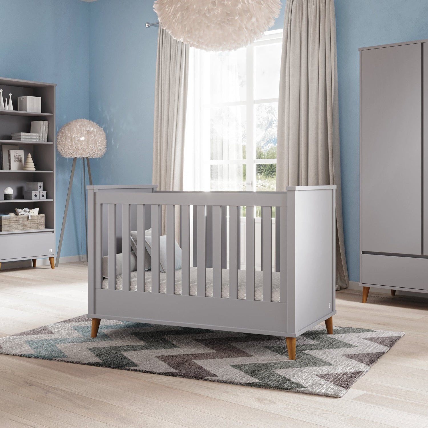 Baby bed NORDIC in graphite grey | LUI e LEI - Interiors | convertible 4 in 1 baby bed 70x140 grey