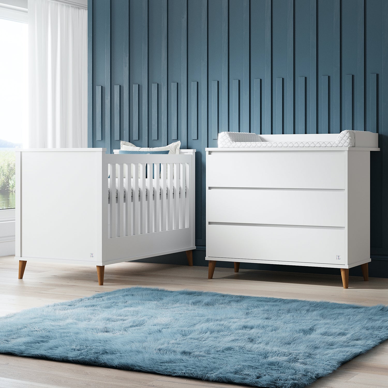 Baby bed NORDIC in snow white with chest of drawers | LUI e LEI - Interiors | convertible 4 in 1 baby bed 70x140 white