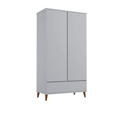 Wardrobe NORDIC grey &amp; 4 in 1 baby bed NORDIC grey | Wardorbe for kids room | Wardrobe two doors with drawer | Wardrobe Scandinavian design