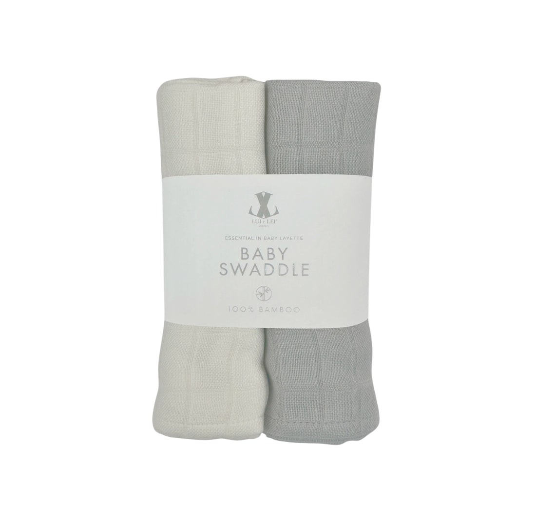 Bambus Pucktuch-Set GRAU &amp; OFF WHITE 75x75cm
