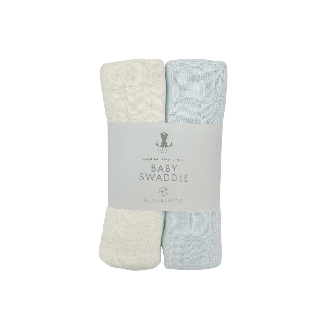 Bambus Pucktuch-Set HELLBLAU &amp; OFF WHITE 75x75cm