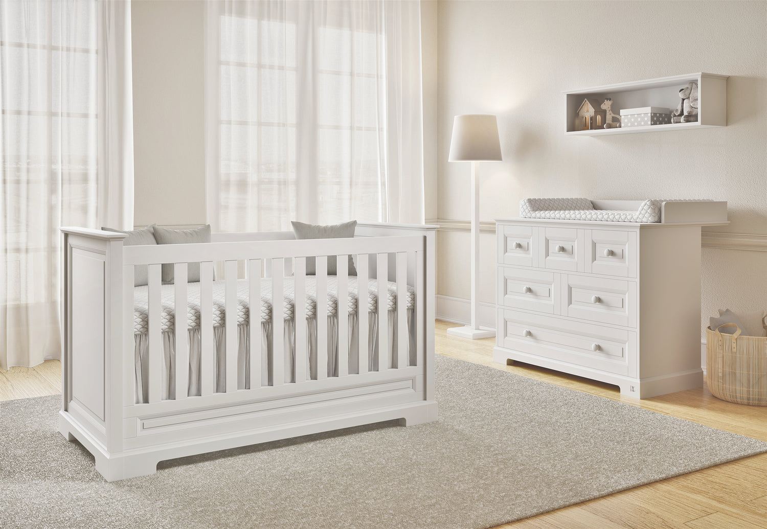 Baby room ROYAL II convertible 70x140 cm white | classic baby furniture | luxury baby furniture