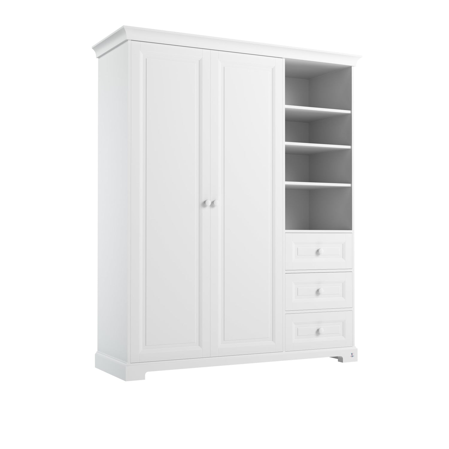 Wardrobe ROYAL with 2 doors and case with 3 drawers | Classic wardrobe for children rooms | Big wardrobe with 2 doors | Exclusive baby furniture | Exlusive children furniture