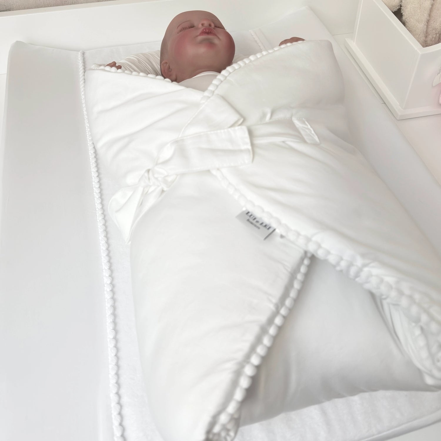 Wickelauflage PEARL White aus Premium Satin-Baumwolle