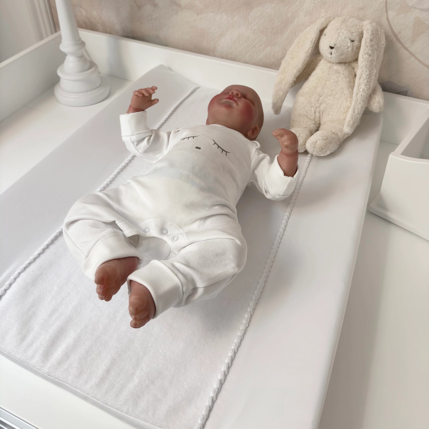 Wickelauflage PEARL White aus Premium Satin-Baumwolle