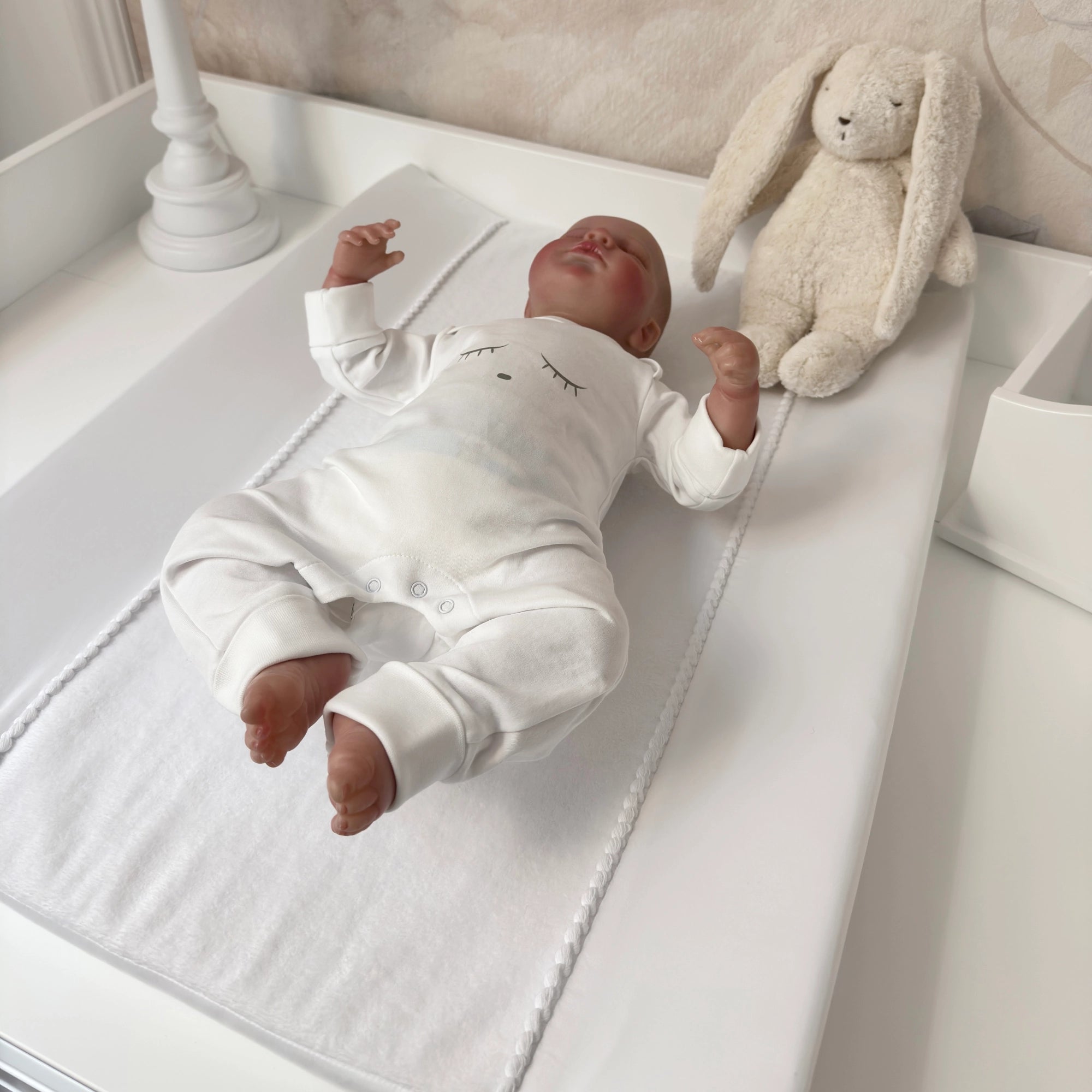 Wickelauflage PEARL White aus Premium Satin-Baumwolle